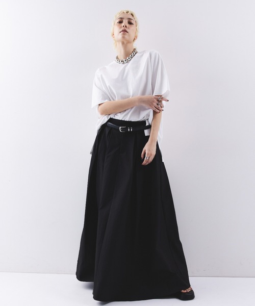 HANNE(アン)の「タックフレアマキシスカート(スカート・レディース・ベージュ/ブラック・S/M)」の10枚目の写真