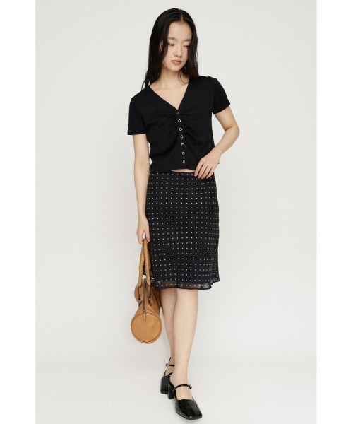 SLY(スライ)の「GATHER EYELET V/N CD ギャザーアイレットブイネックカーデ 夏服 秋服(カーディガン/ボレロ・レディース・ブラック/ホワイト/ライトブルー・FREE)」の16枚目の写真