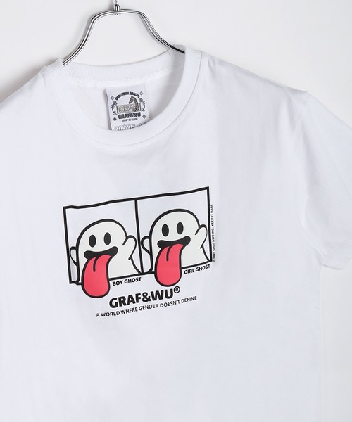 GRAF&WU(グラフアンドユー)の「GRAF&WU グラフアンドウー ゴーストプリント 半袖Tシャツ オーバーサイズ(Tシャツ/カットソー・メンズ・ホワイト/ブラック・XL/M/L)」の2枚目の写真