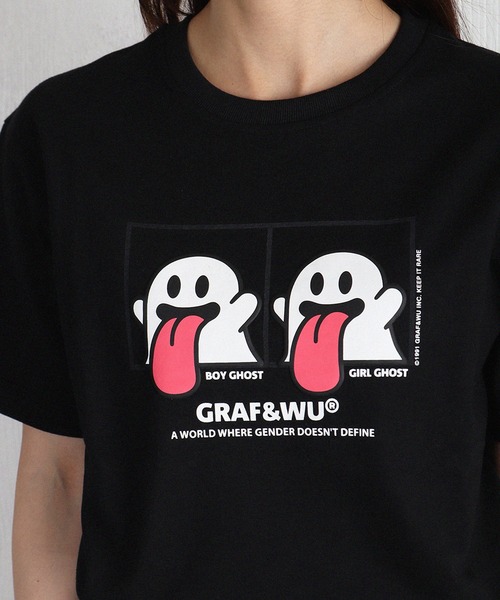 GRAF&WU(グラフアンドユー)の「GRAF&WU グラフアンドウー ゴーストプリント 半袖Tシャツ オーバーサイズ(Tシャツ/カットソー・メンズ・ホワイト/ブラック・XL/M/L)」の3枚目の写真