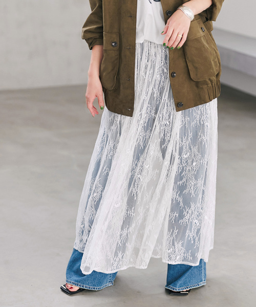 Spick & Span(スピックアンドスパン)の「《一部店舗+WEB限定》2WAYレースギャザースカート(スカート・レディース・ブラック/ホワイト・36/38)」の2枚目の写真