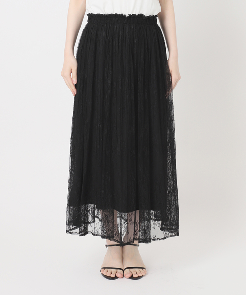 Spick & Span(スピックアンドスパン)の「《一部店舗+WEB限定》2WAYレースギャザースカート(スカート・レディース・ブラック/ホワイト・36/38)」の12枚目の写真