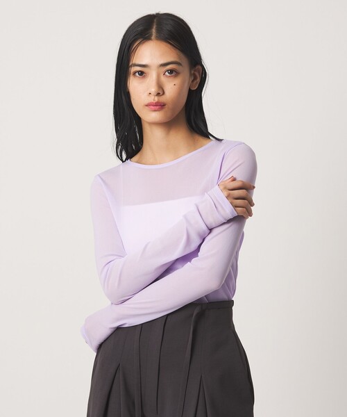 EMMEL REFINES(エメルリファインズ)の「<EMMEL REFINES>EM ソフトチュール シアー クルーネック カットソー(Tシャツ/カットソー・レディース・ホワイト/ライラック/ブラック・FREE)」の10枚目の写真