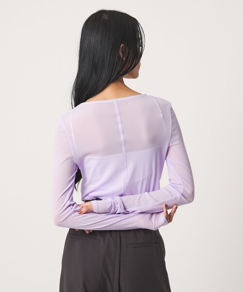 EMMEL REFINES(エメルリファインズ)の「<EMMEL REFINES>EM ソフトチュール シアー クルーネック カットソー(Tシャツ/カットソー・レディース・ホワイト/ライラック/ブラック・FREE)」の11枚目の写真