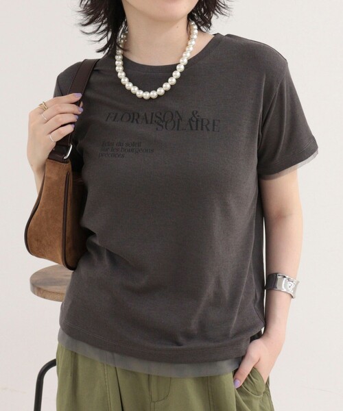 fredy emue(フレディエミュ)の「シアーレイヤードTシャツ(Tシャツ/カットソー・レディース・オフホワイト/イエロー/チャコールグレー・38)」の2枚目の写真