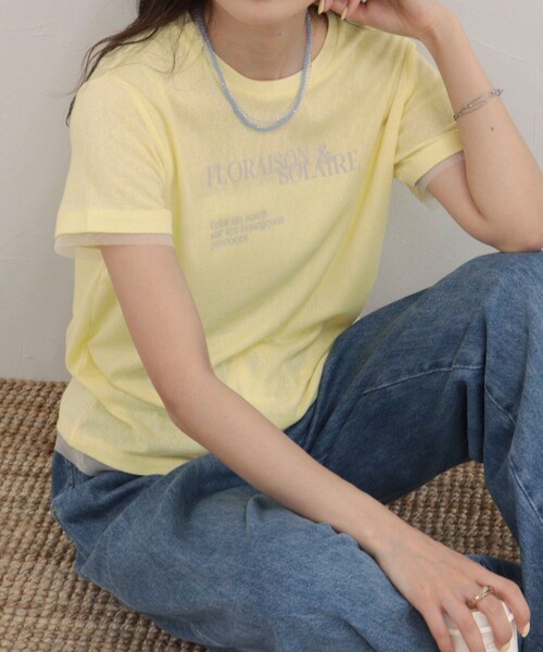 fredy emue(フレディエミュ)の「シアーレイヤードTシャツ(Tシャツ/カットソー・レディース・オフホワイト/イエロー/チャコールグレー・38)」の3枚目の写真