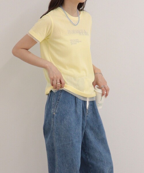 fredy emue(フレディエミュ)の「シアーレイヤードTシャツ(Tシャツ/カットソー・レディース・オフホワイト/イエロー/チャコールグレー・38)」の21枚目の写真
