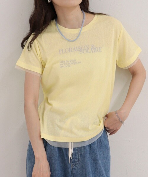fredy emue(フレディエミュ)の「シアーレイヤードTシャツ(Tシャツ/カットソー・レディース・オフホワイト/イエロー/チャコールグレー・38)」の16枚目の写真