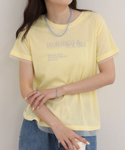fredy emue(フレディエミュ)の「シアーレイヤードTシャツ(Tシャツ/カットソー・レディース・オフホワイト/イエロー/チャコールグレー・38)」の12枚目の写真