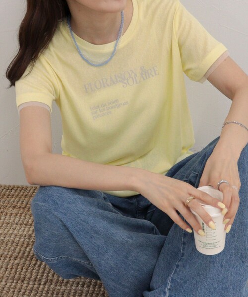 fredy emue(フレディエミュ)の「シアーレイヤードTシャツ(Tシャツ/カットソー・レディース・オフホワイト/イエロー/チャコールグレー・38)」の13枚目の写真