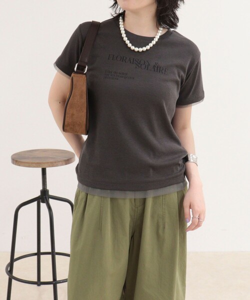 fredy emue(フレディエミュ)の「シアーレイヤードTシャツ(Tシャツ/カットソー・レディース・オフホワイト/イエロー/チャコールグレー・38)」の9枚目の写真