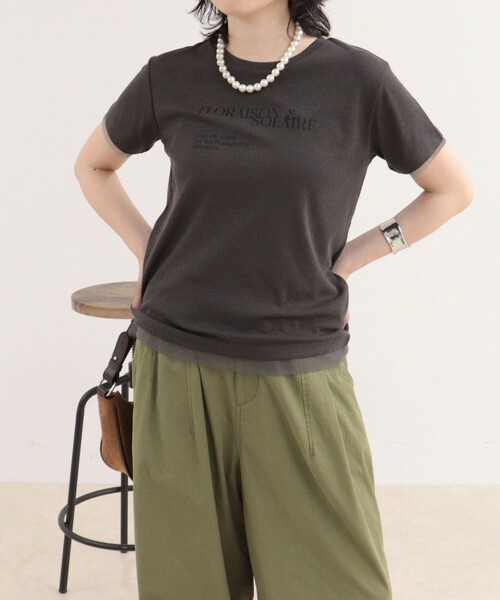 fredy emue(フレディエミュ)の「シアーレイヤードTシャツ(Tシャツ/カットソー・レディース・オフホワイト/イエロー/チャコールグレー・38)」の4枚目の写真