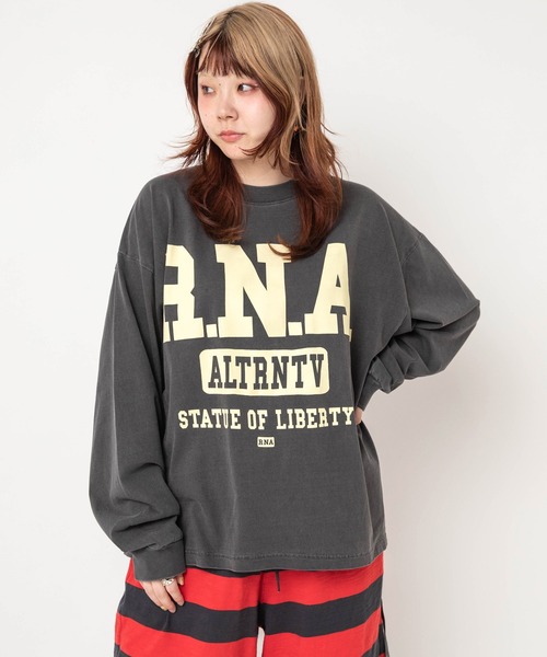 RNA(アールエヌエー)の「M2743 RNAロゴピグメントT(Tシャツ/カットソー・レディース・スミクロ/パープル/ピンク・MEDIUM)」の5枚目の写真