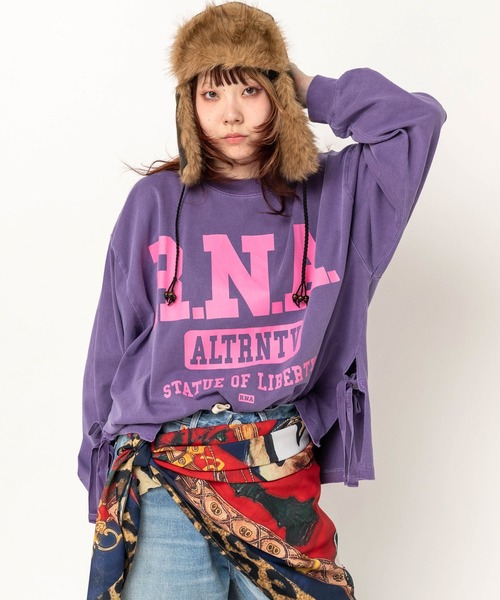 RNA(アールエヌエー)の「M2743 RNAロゴピグメントT(Tシャツ/カットソー・レディース・スミクロ/パープル/ピンク・MEDIUM)」の8枚目の写真