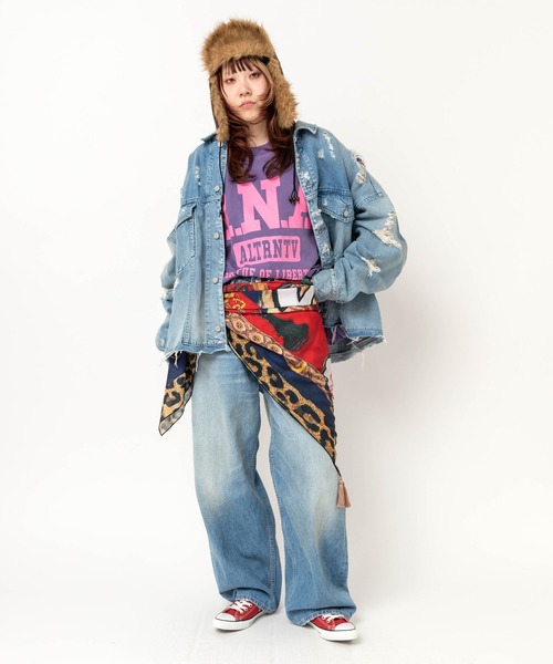 RNA(アールエヌエー)の「M2743 RNAロゴピグメントT(Tシャツ/カットソー・レディース・スミクロ/パープル/ピンク・MEDIUM)」の15枚目の写真