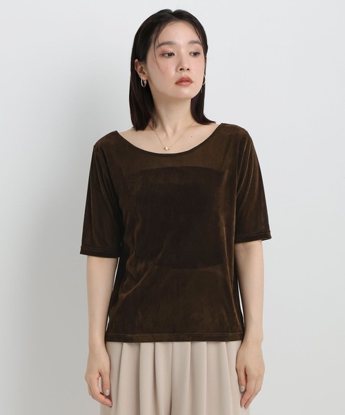 Andemiu(アンデミュウ)の「シアーベロア5分袖カットソー/1043814(Tシャツ/カットソー・レディース・オフホワイト/ブラウン/チャコールグレー・FREE)」の19枚目の写真