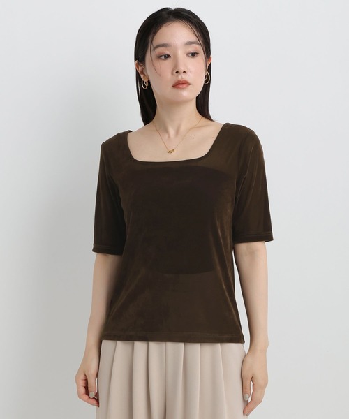 Andemiu(アンデミュウ)の「シアーベロア5分袖カットソー/1043814(Tシャツ/カットソー・レディース・オフホワイト/ブラウン/チャコールグレー・FREE)」の21枚目の写真