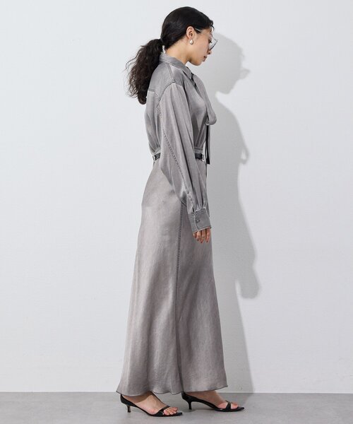 Whim Gazette（ウィムガゼット）の「顔料染めツイルボウタイシャツ/セットアップ可（シャツ/ブラウス・レディース・ベージュ/ライトグレー・FREE）」の9枚目の写真
