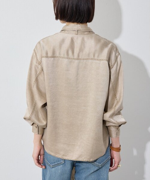 Whim Gazette（ウィムガゼット）の「顔料染めツイルボウタイシャツ/セットアップ可（シャツ/ブラウス・レディース・ベージュ/ライトグレー・FREE）」の17枚目の写真