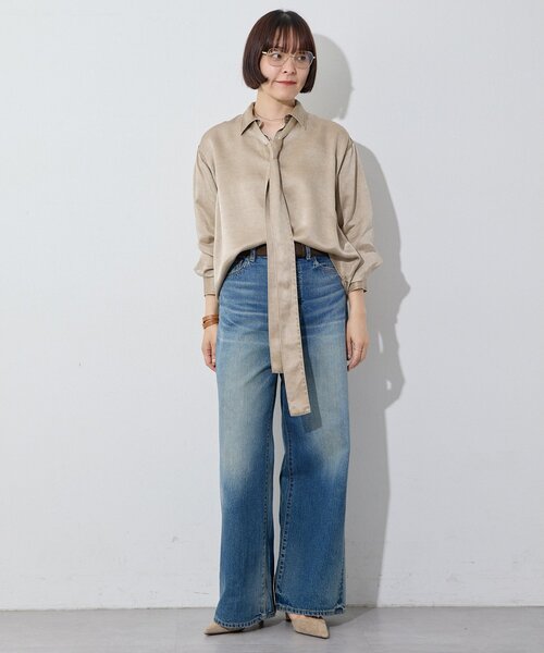 Whim Gazette（ウィムガゼット）の「顔料染めツイルボウタイシャツ/セットアップ可（シャツ/ブラウス・レディース・ベージュ/ライトグレー・FREE）」の22枚目の写真