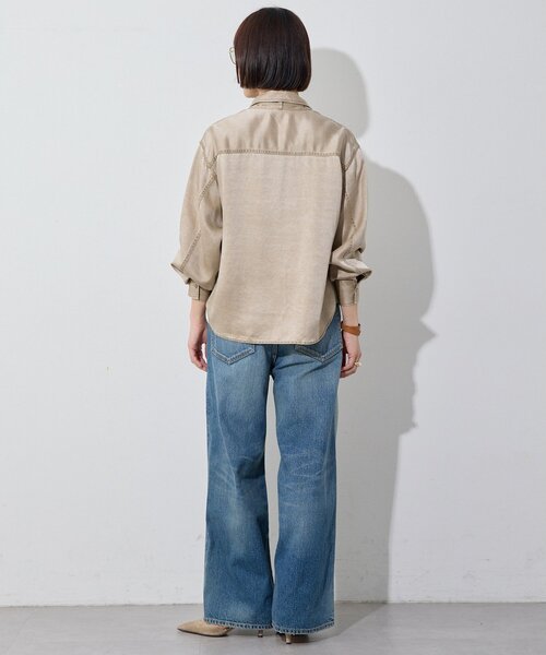 Whim Gazette（ウィムガゼット）の「顔料染めツイルボウタイシャツ/セットアップ可（シャツ/ブラウス・レディース・ベージュ/ライトグレー・FREE）」の18枚目の写真