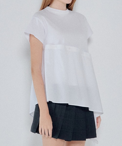 LE CIEL BLEU（ルシェルブルー）の「アシンメトリックヘムトップ / Asymmetric Hem Top（Tシャツ/カットソー・レディース・ブラック/オフホワイト・36/38）」の6枚目の写真