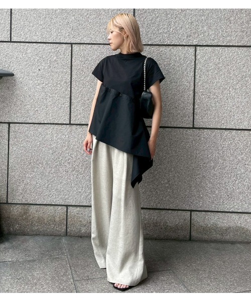 LE CIEL BLEU（ルシェルブルー）の「アシンメトリックヘムトップ / Asymmetric Hem Top（Tシャツ/カットソー・レディース・ブラック/オフホワイト・36/38）」の18枚目の写真