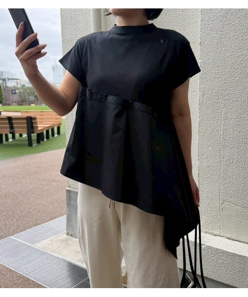 LE CIEL BLEU（ルシェルブルー）の「アシンメトリックヘムトップ / Asymmetric Hem Top（Tシャツ/カットソー・レディース・ブラック/オフホワイト・36/38）」の20枚目の写真