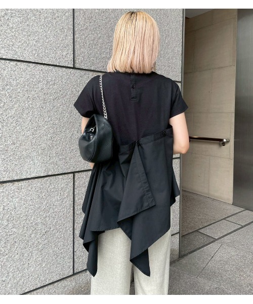 LE CIEL BLEU（ルシェルブルー）の「アシンメトリックヘムトップ / Asymmetric Hem Top（Tシャツ/カットソー・レディース・ブラック/オフホワイト・36/38）」の19枚目の写真