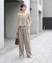 STYLE DELI（スタイルデリ）の「麻調ストライプ柄セットアップ（キャミソール）」