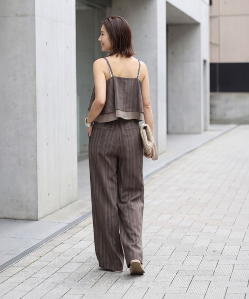 STYLE DELI(スタイルデリ)の「麻調ストライプ柄セットアップ(キャミソール・レディース・サンドベージュ/ブラウン系その他・FREE)」の19枚目の写真