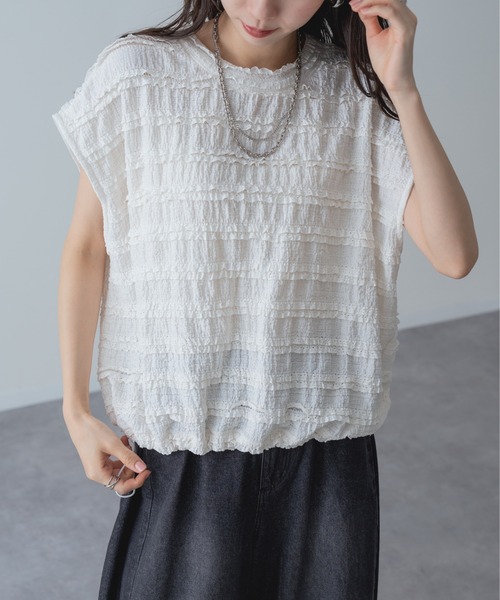 refinedworks(リファインドワークス)の「【refinedworks】立体 レース が可愛らしい レース プルオーバー(Tシャツ/カットソー・レディース・ホワイト/ブラック・FREE)」の5枚目の写真