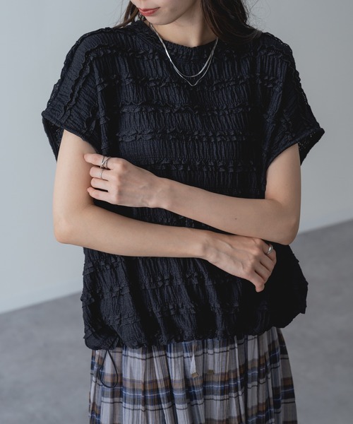 refinedworks(リファインドワークス)の「【refinedworks】立体 レース が可愛らしい レース プルオーバー(Tシャツ/カットソー・レディース・ホワイト/ブラック・FREE)」の10枚目の写真