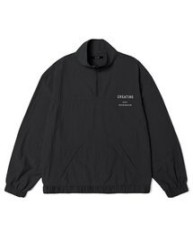 ADHOC（アドホック）の「男性ディテール半ジップウーブントップ (ブラック) (HZ8LT03-39)（ナイロンジャケット）」