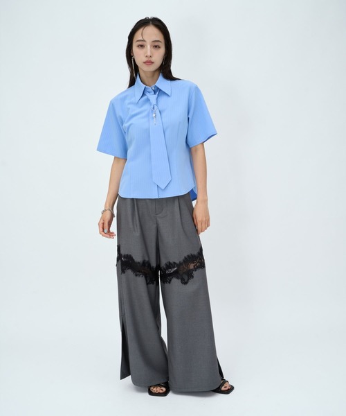 HARE（ハレ）の「【接触冷感】レースキリカエワイドパンツ(HARE)（スラックス・レディース・ブラック/ブラウン/グレー・FREE）」の7枚目の写真