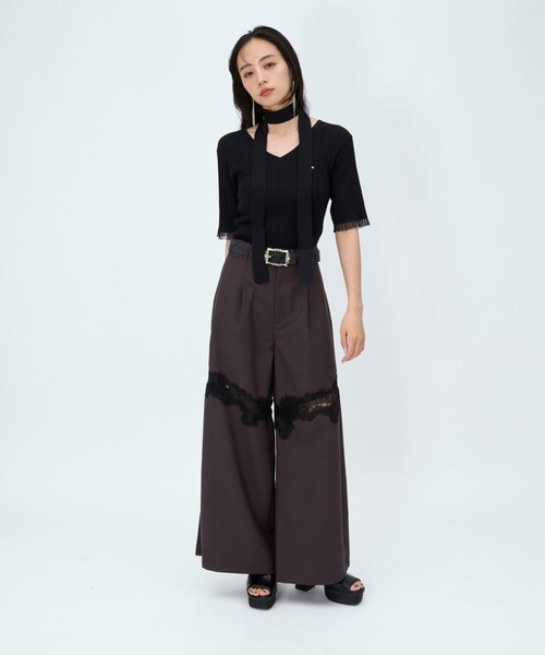 HARE（ハレ）の「【接触冷感】レースキリカエワイドパンツ(HARE)（スラックス・レディース・ブラック/ブラウン/グレー・FREE）」の8枚目の写真