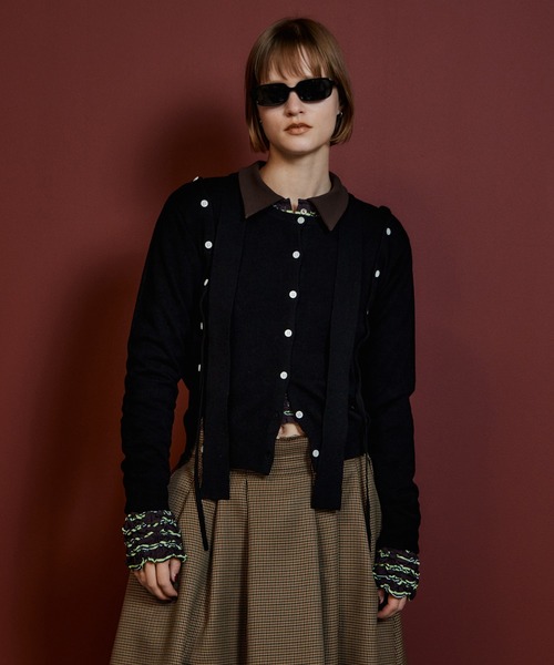 MAISON SPECIAL(メゾンスペシャル)の「【2026Autumn PRE-ORDER】Bow-Tie Crew Cardigan/ボウタイクルーカーディガン(カーディガン/ボレロ・レディース・ブルー/レッド/ブラック/グレー・FREE)」の2枚目の写真