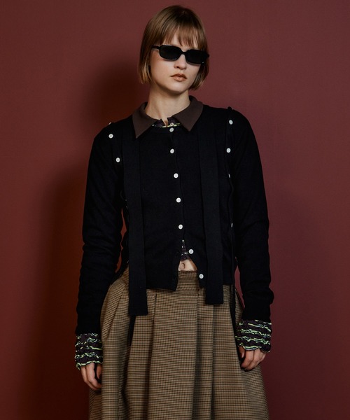 MAISON SPECIAL(メゾンスペシャル)の「【2026Autumn PRE-ORDER】Bow-Tie Crew Cardigan/ボウタイクルーカーディガン(カーディガン/ボレロ・レディース・ブルー/レッド/ブラック/グレー・FREE)」の6枚目の写真