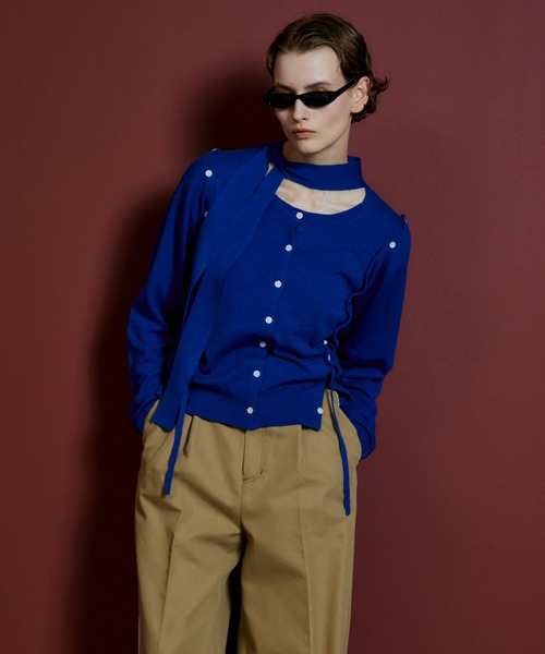 MAISON SPECIAL(メゾンスペシャル)の「【2026Autumn PRE-ORDER】Bow-Tie Crew Cardigan/ボウタイクルーカーディガン(カーディガン/ボレロ・レディース・ブルー/レッド/ブラック/グレー・FREE)」の9枚目の写真