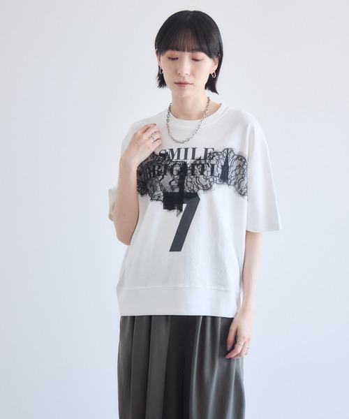 Paradise Picnic(パラダイスピクニック)の「TRANOI. SEVENレースTシャツ(Tシャツ/カットソー・レディース・ホワイト/ブラック・FREE)」の3枚目の写真