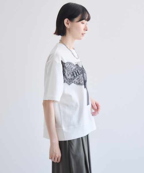 Paradise Picnic(パラダイスピクニック)の「TRANOI. SEVENレースTシャツ(Tシャツ/カットソー・レディース・ホワイト/ブラック・FREE)」の5枚目の写真