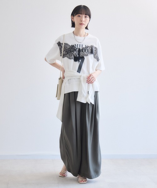 Paradise Picnic(パラダイスピクニック)の「TRANOI. SEVENレースTシャツ(Tシャツ/カットソー・レディース・ホワイト/ブラック・FREE)」の8枚目の写真
