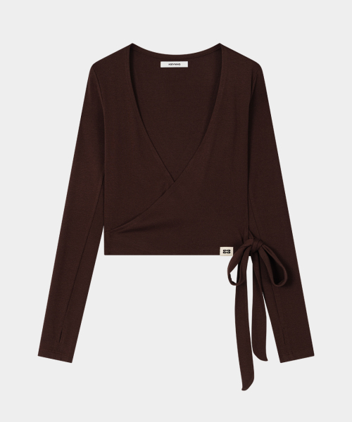 KISYNING(キシニング)の「Yoga Flow Wrap Cardigan (Brown)(Tシャツ/カットソー・レディース・その他・FREE)」の1枚目の写真