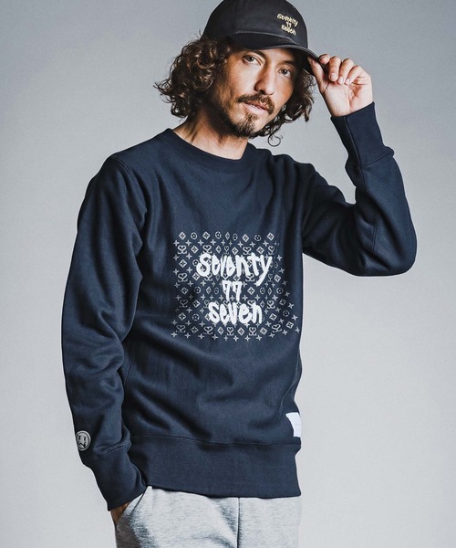 seventy seven(セブンティセブン)の「msw1913- heavy oz brushed lining trainer (monogram) スウェット(7726W240)(スウェット・メンズ・ブラック/ネイビー/オフホワイト・S/M/L/XL)」の3枚目の写真