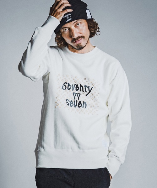 seventy seven(セブンティセブン)の「msw1913- heavy oz brushed lining trainer (monogram) スウェット(7726W240)(スウェット・メンズ・ブラック/ネイビー/オフホワイト・S/M/L/XL)」の1枚目の写真