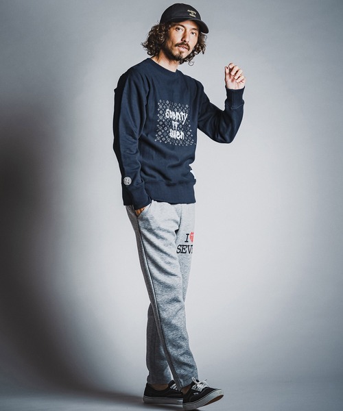 seventy seven(セブンティセブン)の「msw1913- heavy oz brushed lining trainer (monogram) スウェット(7726W240)(スウェット・メンズ・ブラック/ネイビー/オフホワイト・S/M/L/XL)」の14枚目の写真