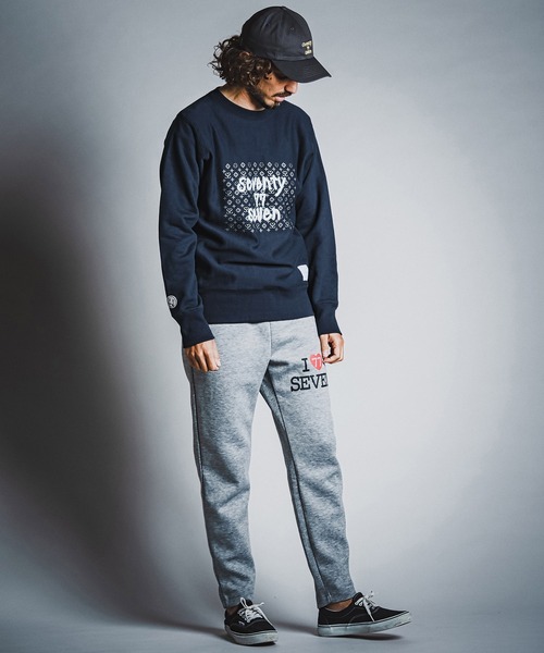 seventy seven(セブンティセブン)の「msw1913- heavy oz brushed lining trainer (monogram) スウェット(7726W240)(スウェット・メンズ・ブラック/ネイビー/オフホワイト・S/M/L/XL)」の15枚目の写真
