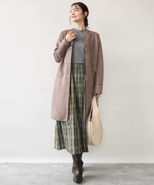 MK MICHEL KLEIN（エムケーミッシェルクラン）の「[洗える]チェック柄タフタスカート（スカート・レディース・ネイビー/カーキ・38）」の7枚目の写真