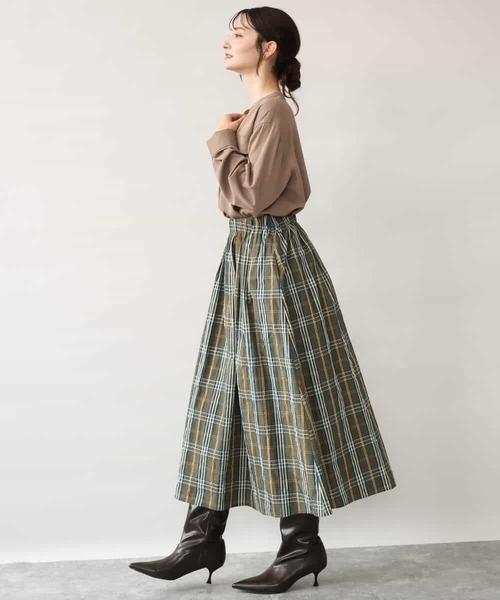 MK MICHEL KLEIN（エムケーミッシェルクラン）の「[洗える]チェック柄タフタスカート（スカート・レディース・ネイビー/カーキ・38）」の11枚目の写真