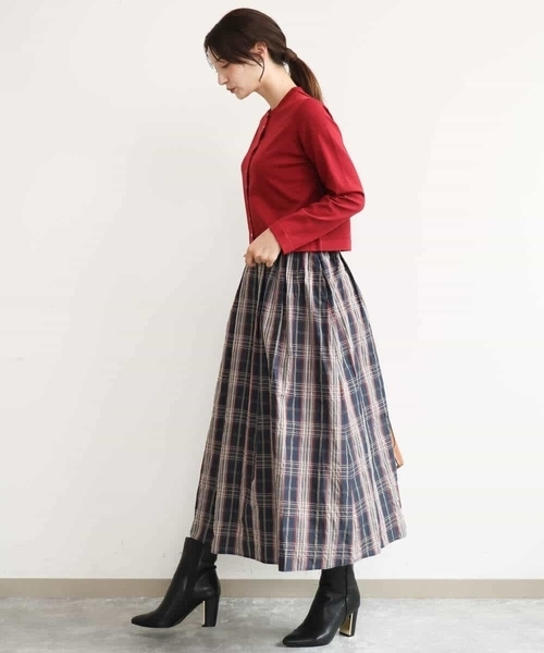 MK MICHEL KLEIN（エムケーミッシェルクラン）の「[洗える]チェック柄タフタスカート（スカート・レディース・ネイビー/カーキ・38）」の18枚目の写真